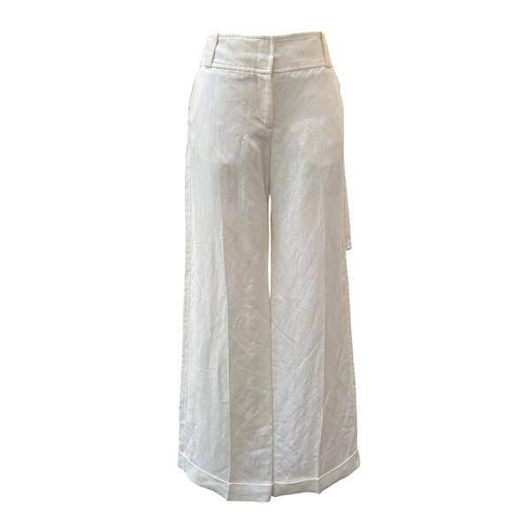 Burberry Pants - NWT Burberry Wide Leg High Rise Linen Blend Pants Women's Size 6 Ivory